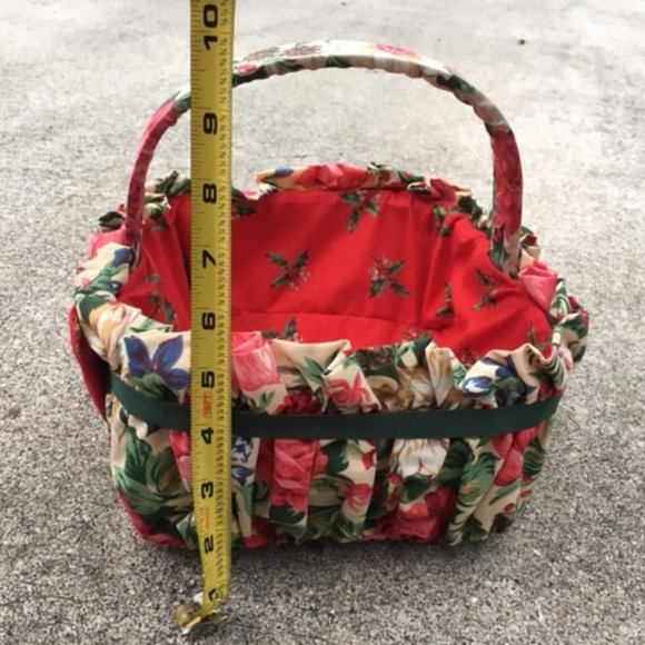 Handmade Christmas Fabric Gift Basket 9" - Picture 3 of 8